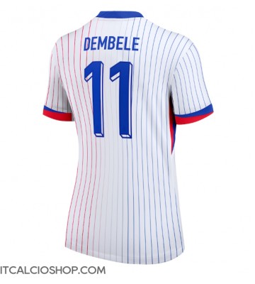 Francia Ousmane Dembele #11 Seconda Maglia Femmina Europei 2024 Manica Corta